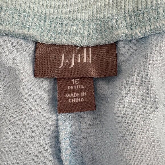 J. Jill Womens Linen Blend Pants Size 16P Light Blue Elastic Waist - Picture 2 of 6